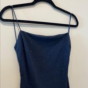Misty Rose Sparkly Navy Blue Spaghetti Strap Dress